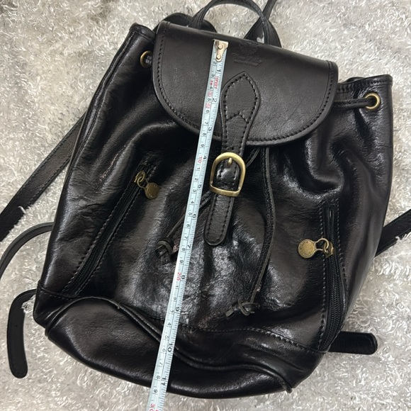 Vera Pelle black leather backpack purse - Picture 5 of 9